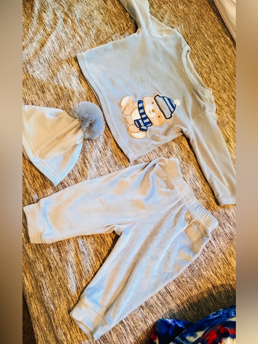 Baby Blue Bear 3-Piece Outfit Set